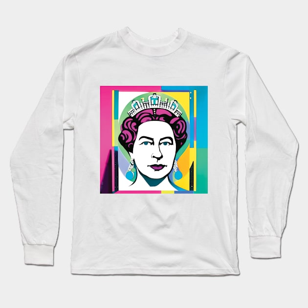 Queen Elizabeth II in Gouache Pop Art - Soft Long Sleeve T-Shirt by Cosmic Capricorn